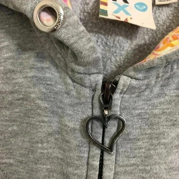 Roxy Grey Hoodie Floral Hood Size Extra Small - Picture 5 of 16